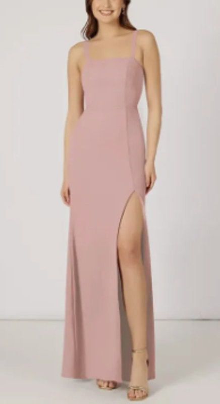 Azazie Nwt Gianetta Dusty Rose Maxi Dress